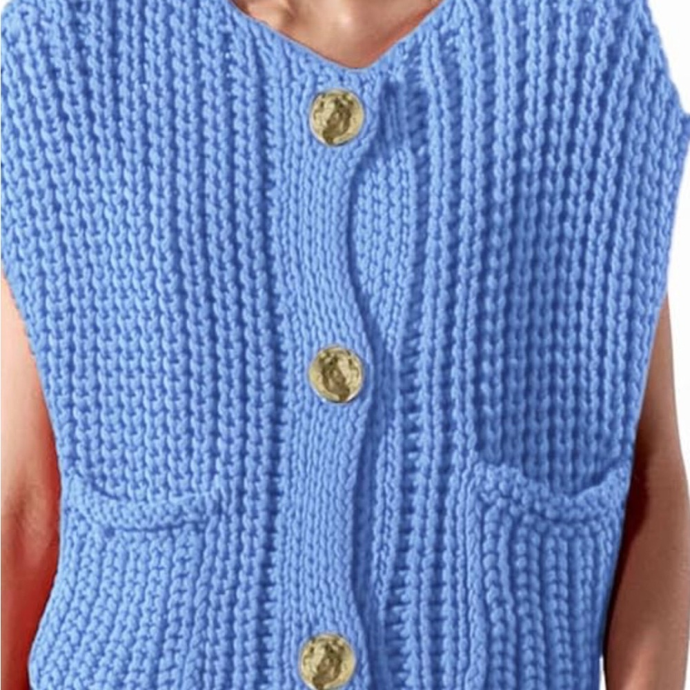 Chunky Cable Vest Blue L - aSO Zara - Picture 2 of 2